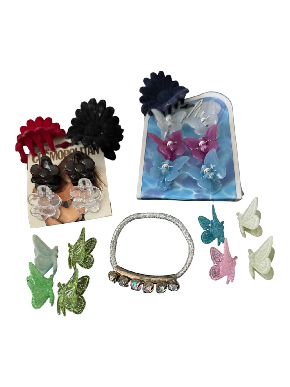 Sparky elastic hair tie and hair clips